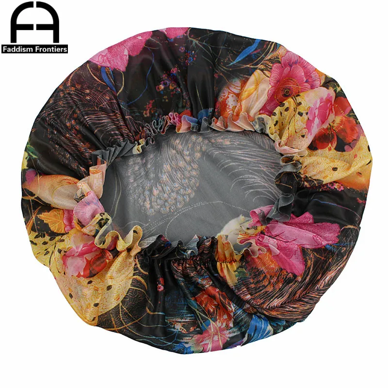 Женская атласная шапочка с принтом Цветочная для сна кружевная бандана головной