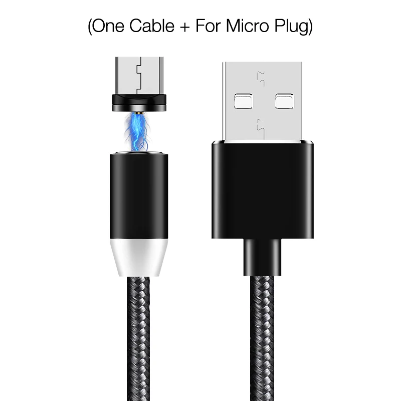 SOONGO 1 м светодиодный магнитный usb-кабель Магнитный штекер USB type C Micro usb IOS Разъем для samsung huawei xiaomi iPhone Xs Xr X 8 7 6 Plus 5 - Цвет: For Mirco