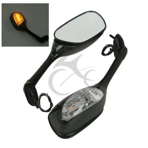 Светодиодные Углеродные боковые зеркала заднего вида сигнал поворота для Suzuki GSXR