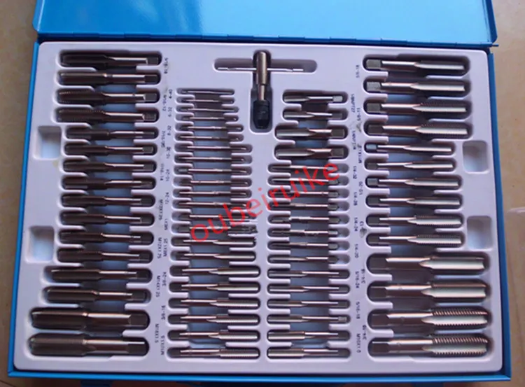 110 шт метрический &amp дюймовый сплав стальной кран и набор штампов в металлическом