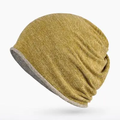 yellow khaki COKK осень без полей для мужчин, Зимние головные уборы для мужчин и женщин Для мужчин s головные уборы Skullies Beanies turban шляпа женская и мужская Кепки капот Chapeu Masculino - Цвет: yellow khaki