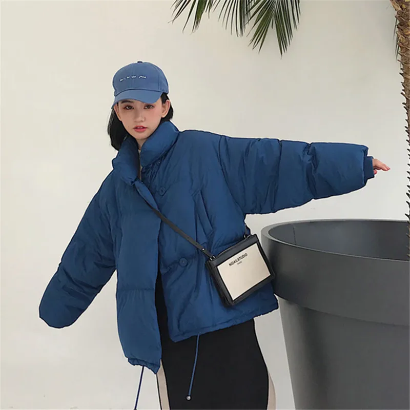 Однотонная парка с карманами новинка 2019 хлопковая свободная теплая длинная