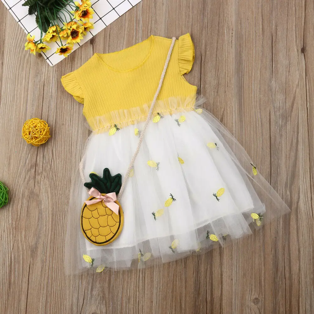 Summer Toddler Kids Baby Girl Pineapple Dress Princess Tulle Tutu Sundress | Детская одежда и обувь