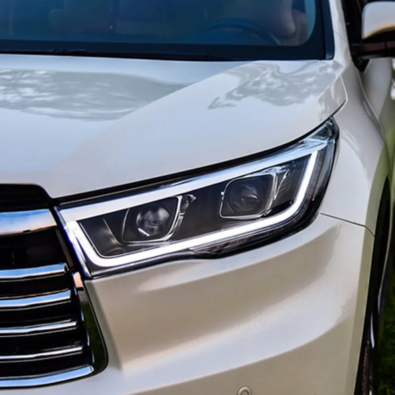 VLAND светодиодные полосы Фары в сборе для фары Toyota Highlander 14 16 Bi xenon объектив проектор