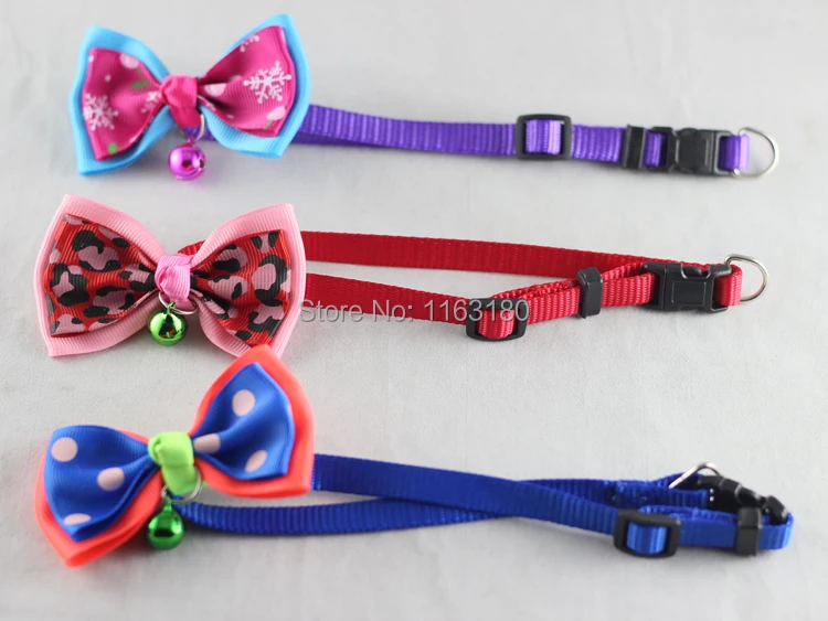 12 pcs/lot NEW POLYESTER DOG PUPPY CAT BOW TIE NECKTIE CUTE BOWKNOT PET COLLARS WITH BELLS | Дом и сад