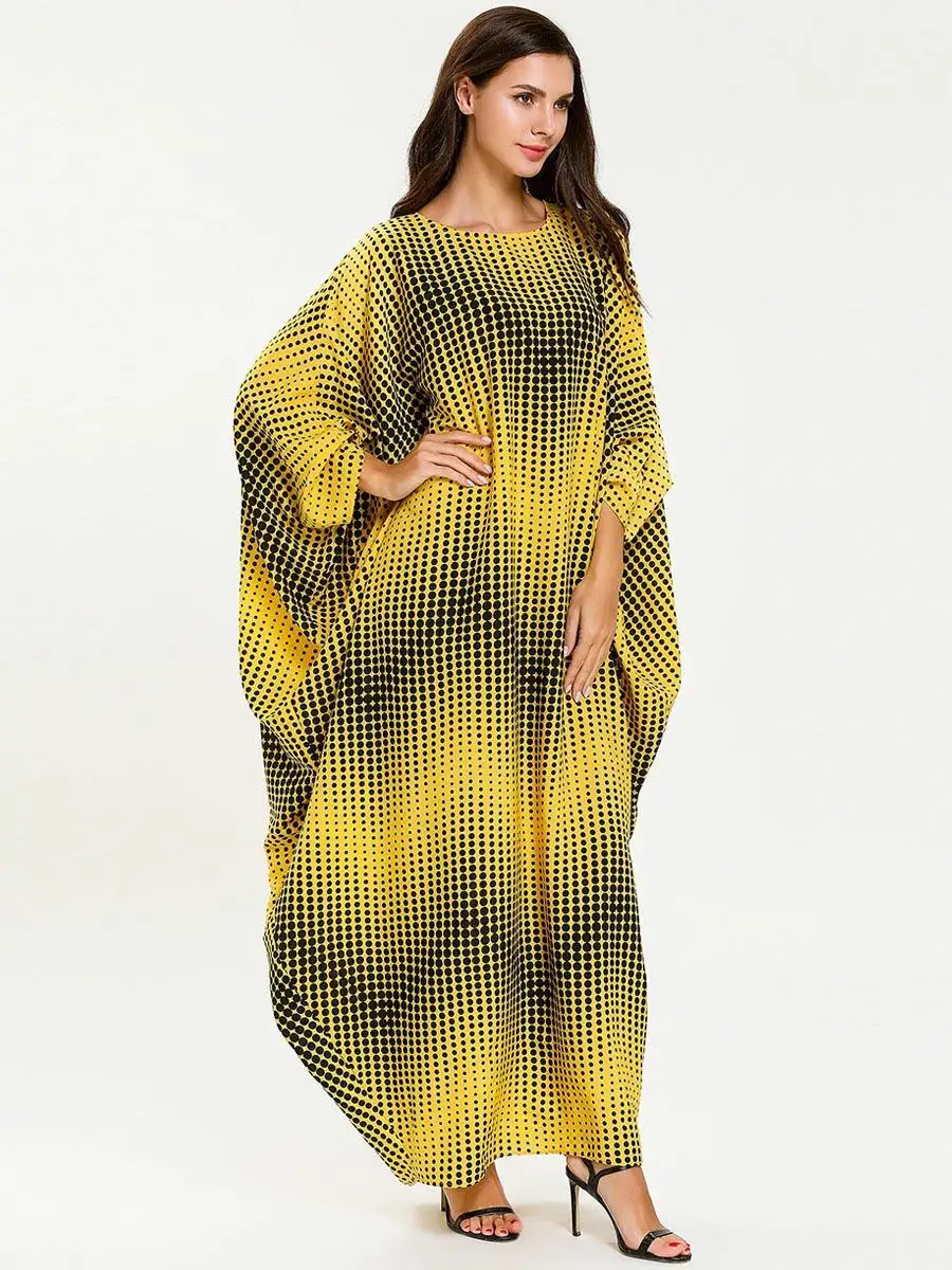 Дубай Batwing Caftan платье фараша Абая для мусульман женское длинное в полоску кафтан