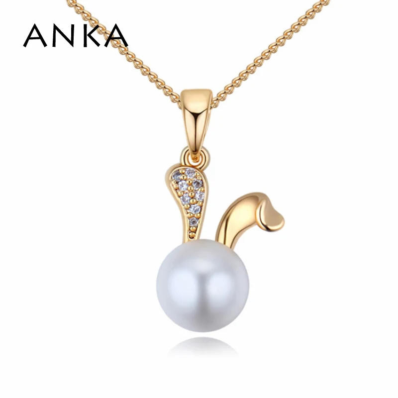 Анка милый кролик кубический циркон ожерелье круглая подвеска с искусственным