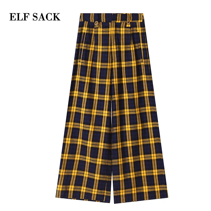 ELFSACK/осенние новые женские штаны Повседневные вязаные Широкие хлопковые