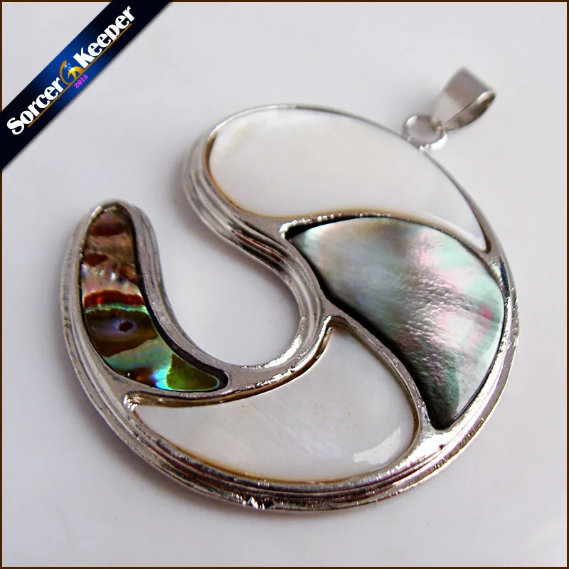 SorceKeeper Natural Paua Abalone Shell Round Necklace Pendants Jewelry New Fashion Bijoux Women Leather Chain Necklaces SKA06 | Украшения и
