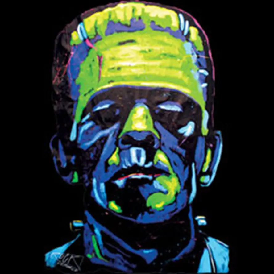 Summer Fashion Men's Short New Style Crew Neck Frankenstein Horror Movie Monster Bright Colors Art Design Print T-Shirt Tee | Мужская