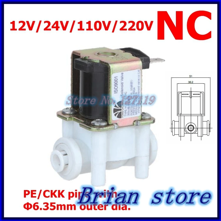 Нормально закрытый электромагнитный клапан из пластика POM 24 В для воды с