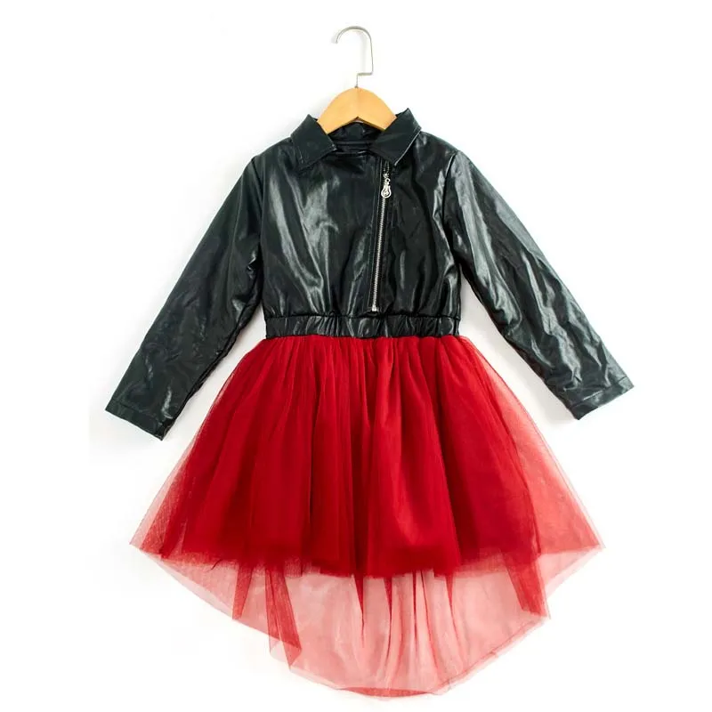 Детское зимнее платье для девочек с длинным рукавом Кожа Сетчатое в стиле