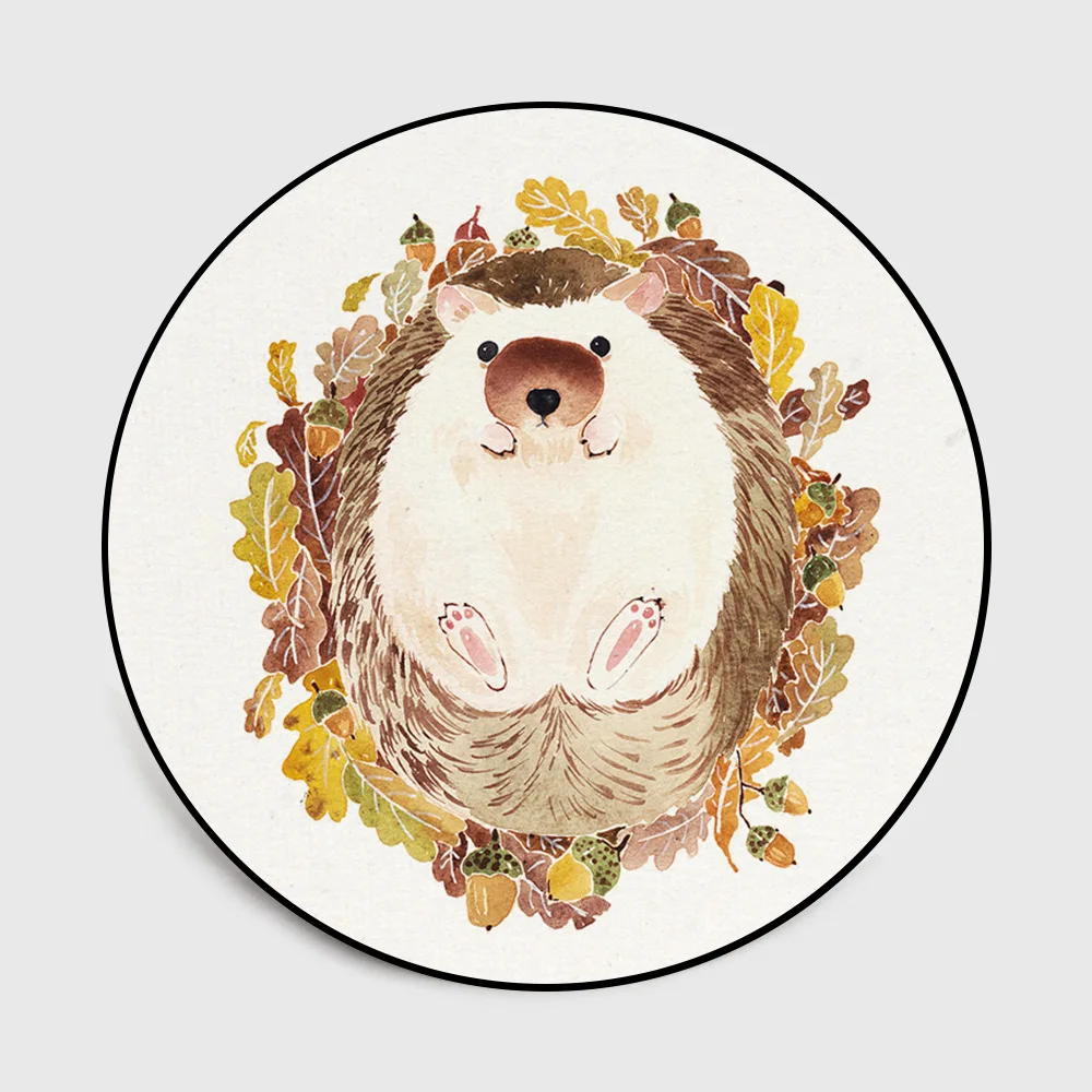 Прекрасный акварельной живописи мультяшном стиле круглый ковер антропоморфные