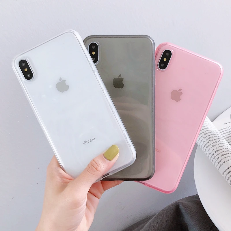 Soft Clear Matte TPU Case for Apple iphone 7 8 6S 6 Plus XS MAX X XR 10 Xs Dual Colorful Transparent Drop-proof Silicone Shell |