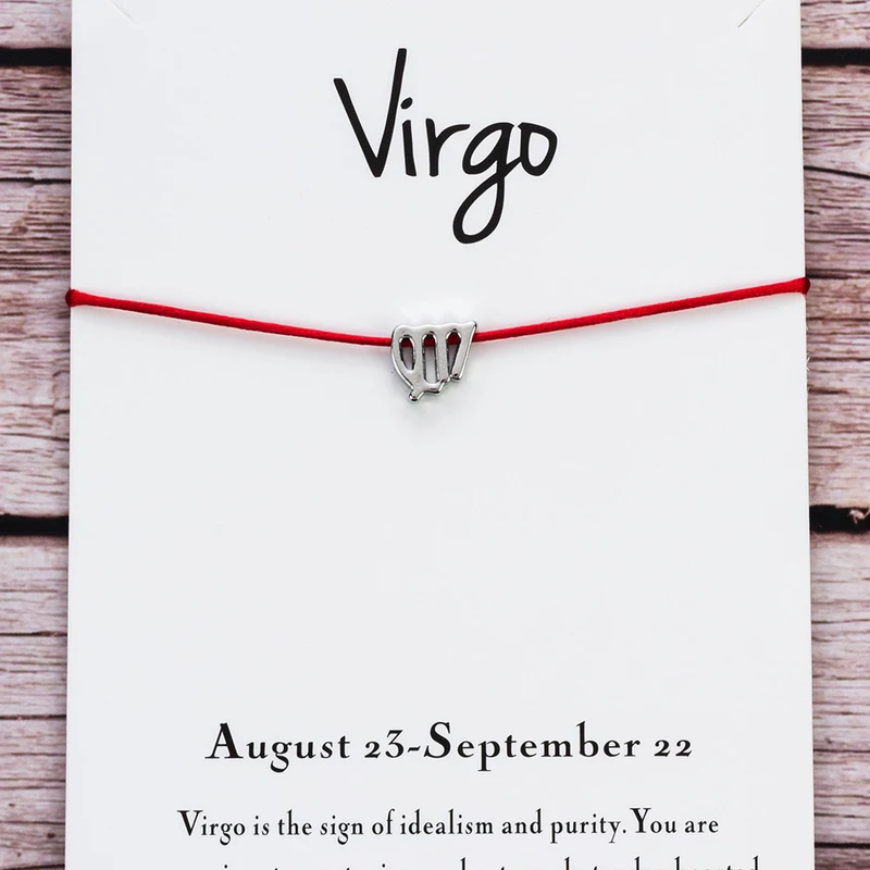 Женский браслет с надписью Wish Card Virgo регулируемый Красной веревкой