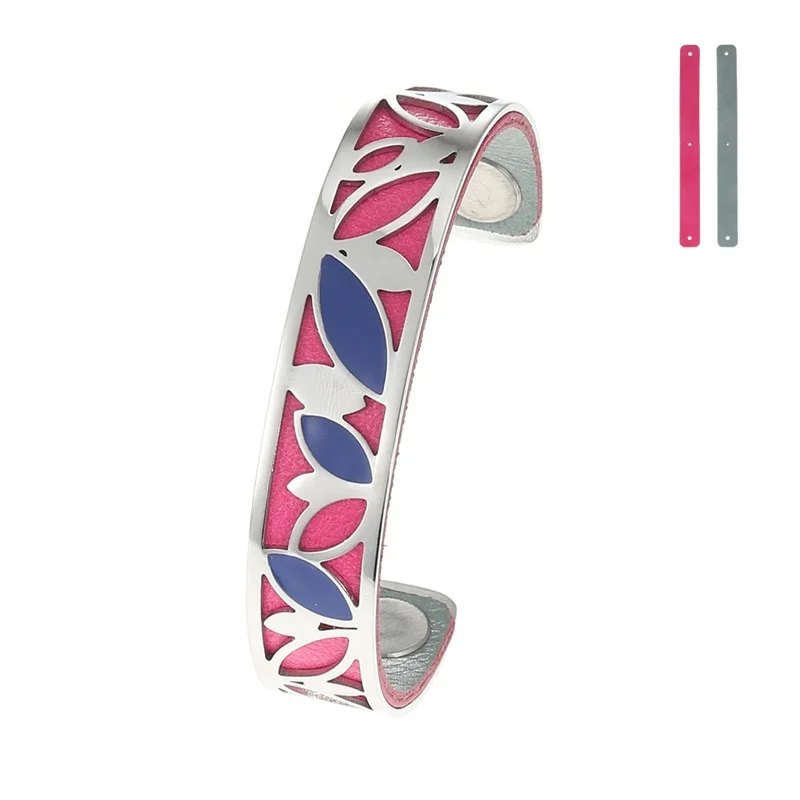 georgette Bracelet Браслеты с листьями кремо, синие эмалированные браслеты Argent, Реверсивные Сменные маншеты, манжеты на руку, браслет из нержавеющей стали, браслеты - Окраска металла: georgette Bracelet