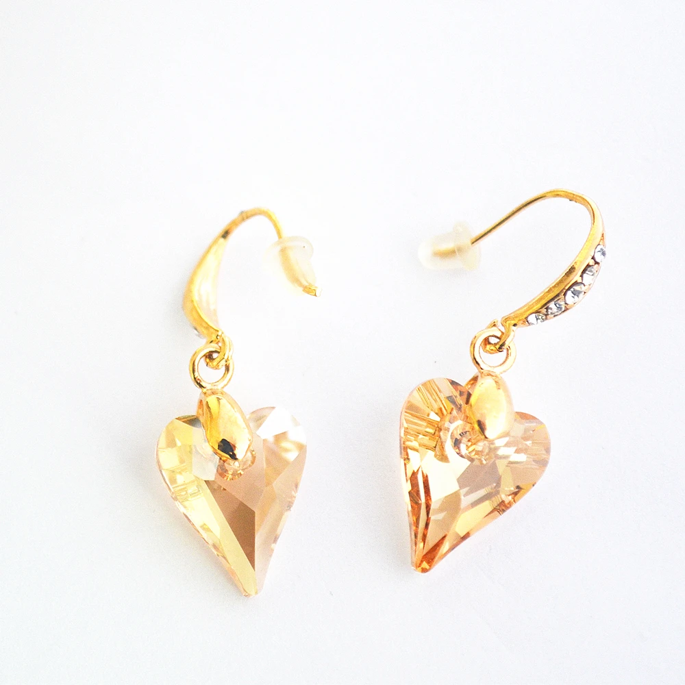 2016 Новая Мода Корейский Красивые Продаж Блестящий Горный Хрусталь Сердце Серьги