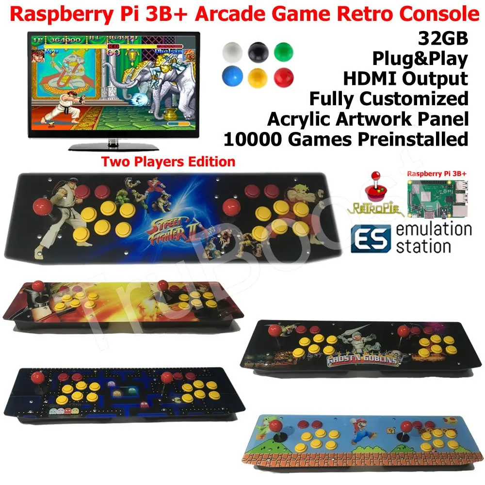 

Two Players Raspberry Pi B Arcade Game Retro Console Acrylic Artwork Panel All In One