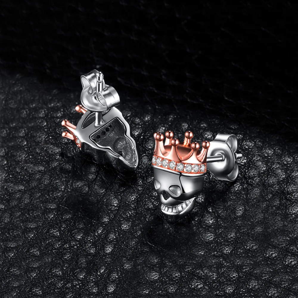 JewelryPalace Мода Череп Король Корона кубического циркония серьги гвоздики для женщин 925 пробы серебро вечерние партии ювелирные украшения Новое поступлен