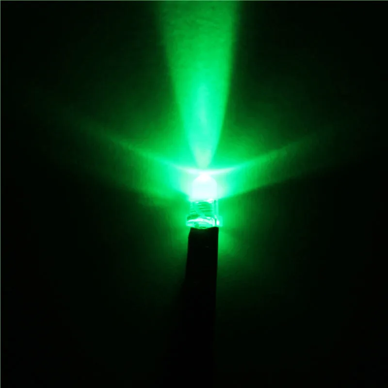 100 шт./Паг LED 3 мм Зеленый цвет 9 12 В Предварительно проводной резистор излучающие