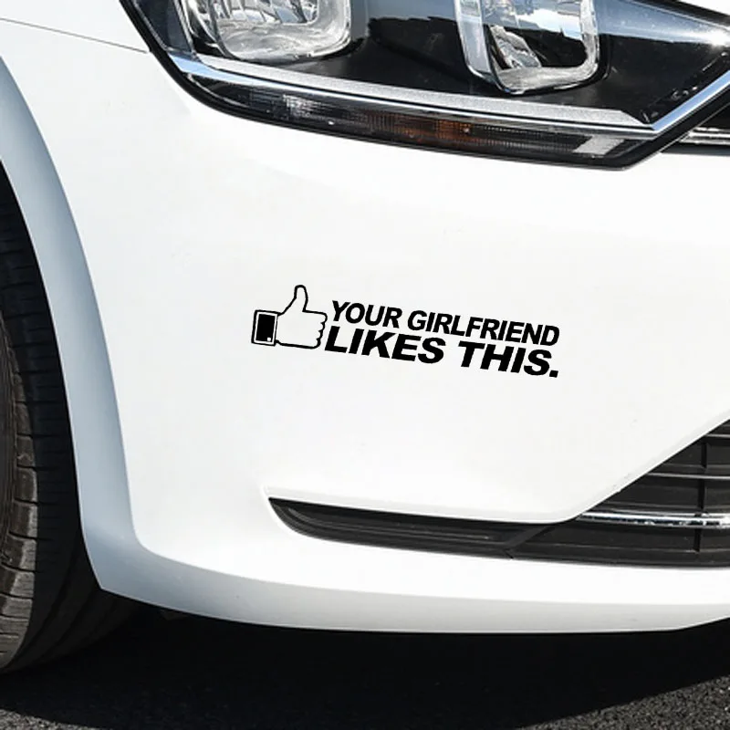 QYPF 15CM*3CM Interesting YOUR GIRLFRIEND LIKES THIS Vinyl Decals Car Sticker Black/Silver C15-0127 | Автомобили и мотоциклы