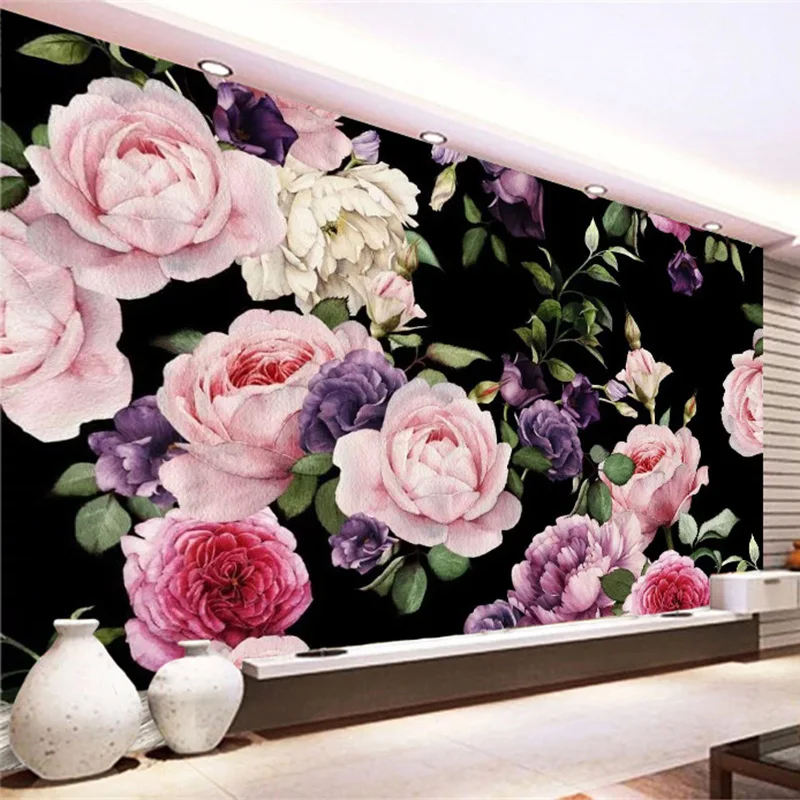 Фотообои 3D Раскрашенные вручную розы фотообои для гостиной ТВ дивана свадебного