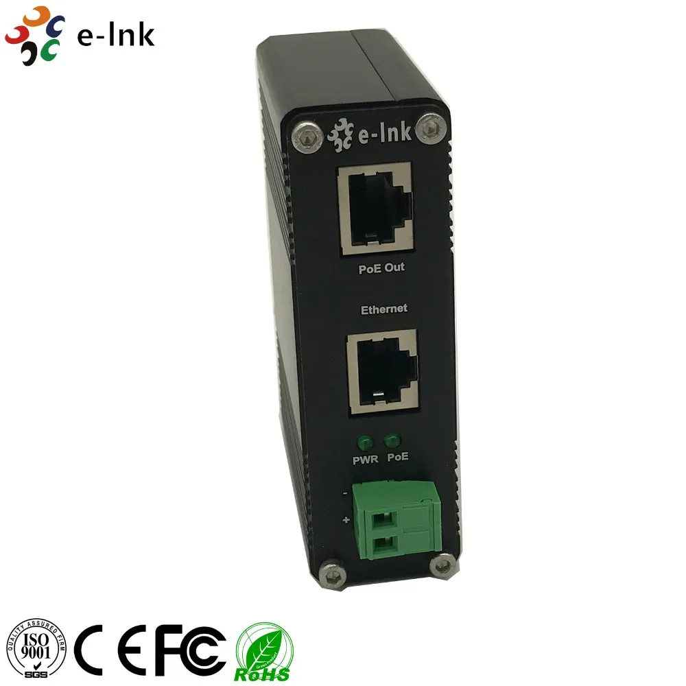 

E-link новые продукты 12 ~ 48VDC мощность Вход Промышленный гигабитный PoE + инжектор