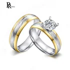 Обручальные кольца 6 мм из нержавеющей стали, двухцветные, золотистые, серебристые парные кольца с кристаллами и фианитами для мужчин и женщин, обручальные кольца для влюбленных
