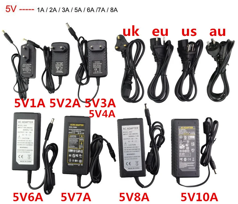 DC5V DC12V DC15V 1A 2A 3A 5A 7A 8A 10A светодиодный адаптер Питание для светодиодный полосы лампа светильник светодиодный Мощность драйвер с вилкой