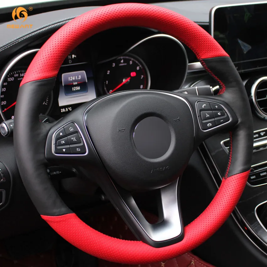 MEWANT черно-красная зеркальная натуральная кожа для Mercedes Benz C180 C200 C260 C300 B200