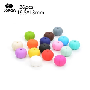 LOFCA, 10 шт., силиконовые бусины в виде тыквы для детского прорезывателя, без бисфенола