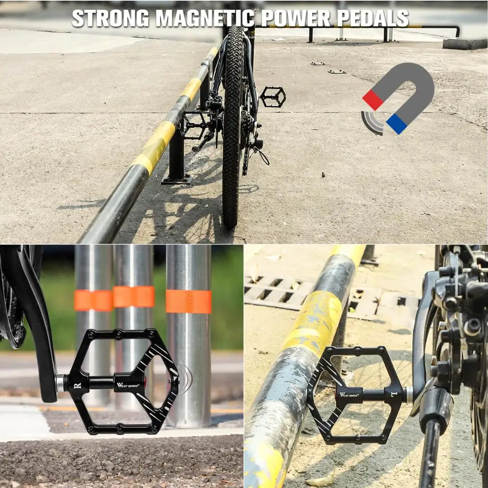 Велосипедные педали WEST BIKING 3 герметичных подшипника Нескользящие ультралегкие