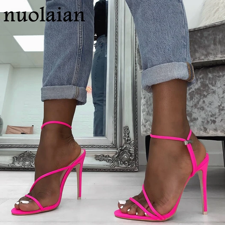 

2019 Summer Pumps New Sexy Gladiator Sandals Shoes Women Thin High Heels Open Toe Sandal Lady Ankle Strap Pump Shoes Size 35-42