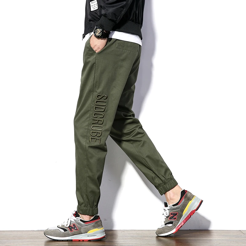 

New Spring Fitness Men Pants Casual Sweatpants Embroidery Design Streetwear Joggers Ankle-Length Pants Drop Shipping ABZ169