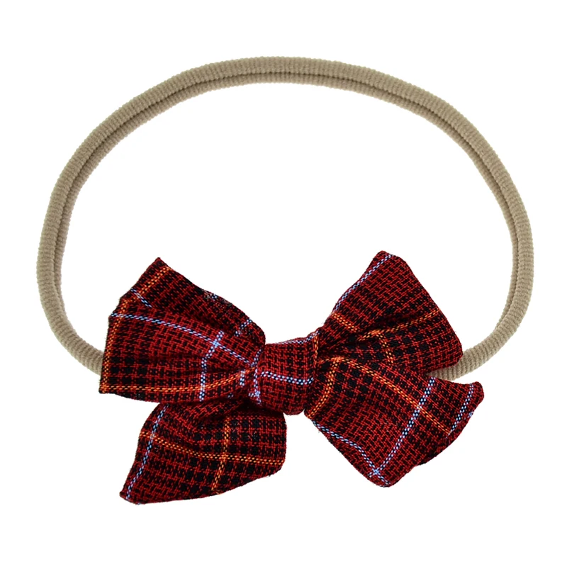 New Baby girl Linen stripe Bow headband newborn elastic Nylon headwraps girls hair accessories christening bebes bandeau gift | Детская