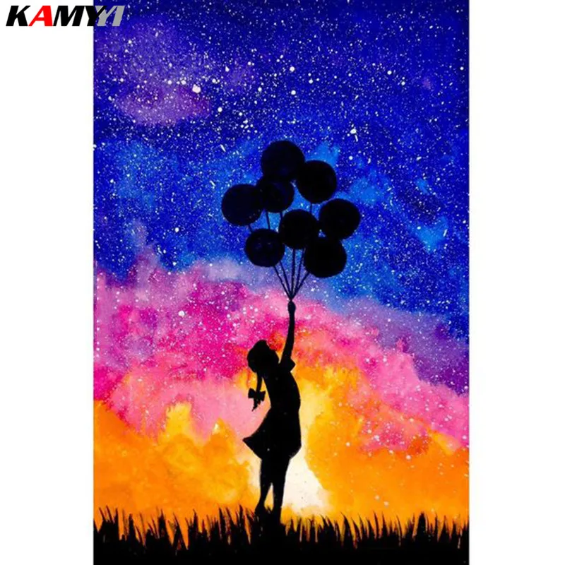 Полный 5D DIY Алмазная вышивка крестиком горячий воздушный шар девочка палка Дрель