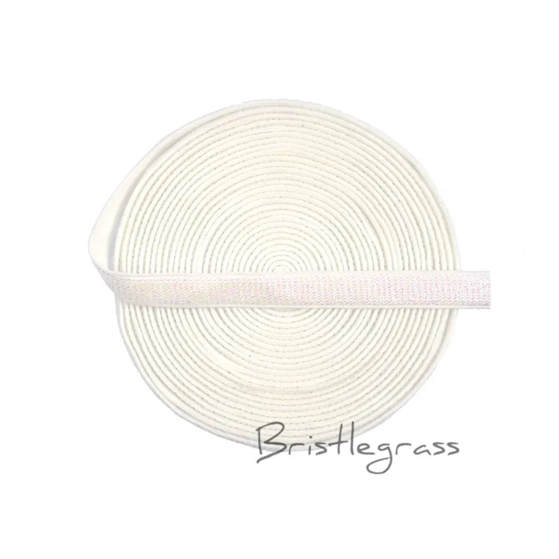 BRISTLEGRASS 10 Yard 3/8&quot 10mm Metallic Glitter Non-foldover Elastic Spandex Band Headband Shoulder Bra Strap Lingerie Lace Trim |