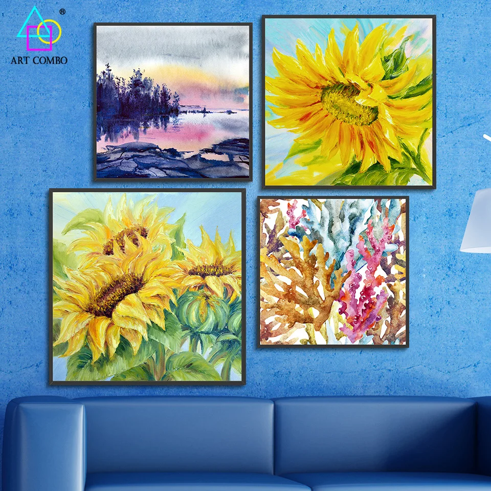 Unframed Красивый Коралловый Цветок Картина Маслом Стены Искусства Picture Home Decor для
