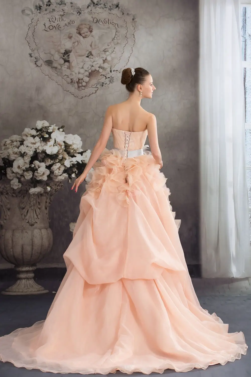 Современная рюшами из органзы quinceanera платья узелок sweet 16 нестандартного размера