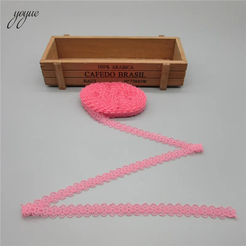 Watermelon Red Красивое 10 ярдов/партия кружево, лента, тесьма 14 мм качественная кружевная отделка DIY вышитое кружево для шитья украшения африканская кружевная ткань - Цвет: Watermelon Red