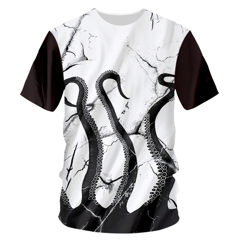 Футболка OGKB мужская с 3D-принтом Повседневная Свободная рубашка круглым вырезом