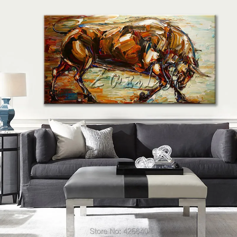 Холсте абстрактной живописи животные бык ручная роспись поп арт картины
