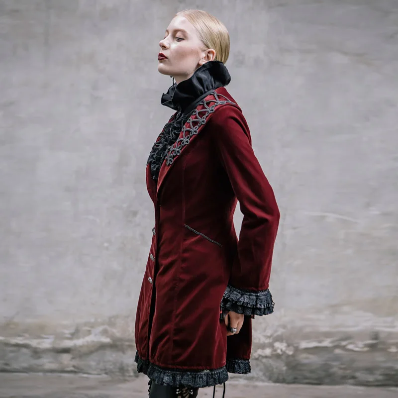 Женская длинная куртка в стиле стимпанк многослойное пальто готическом зимнее |