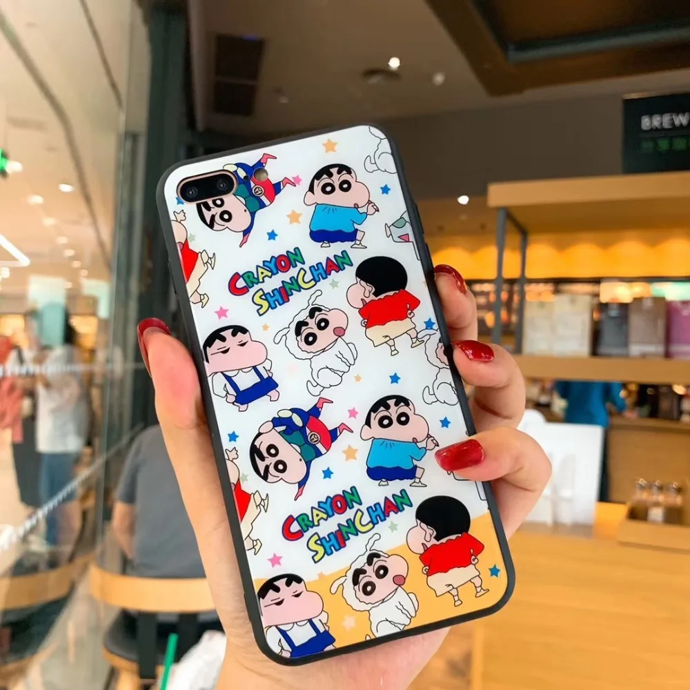 Новый стиль супер милый мультфильм карандаш Shin-chan закаленное стекло белый чехол