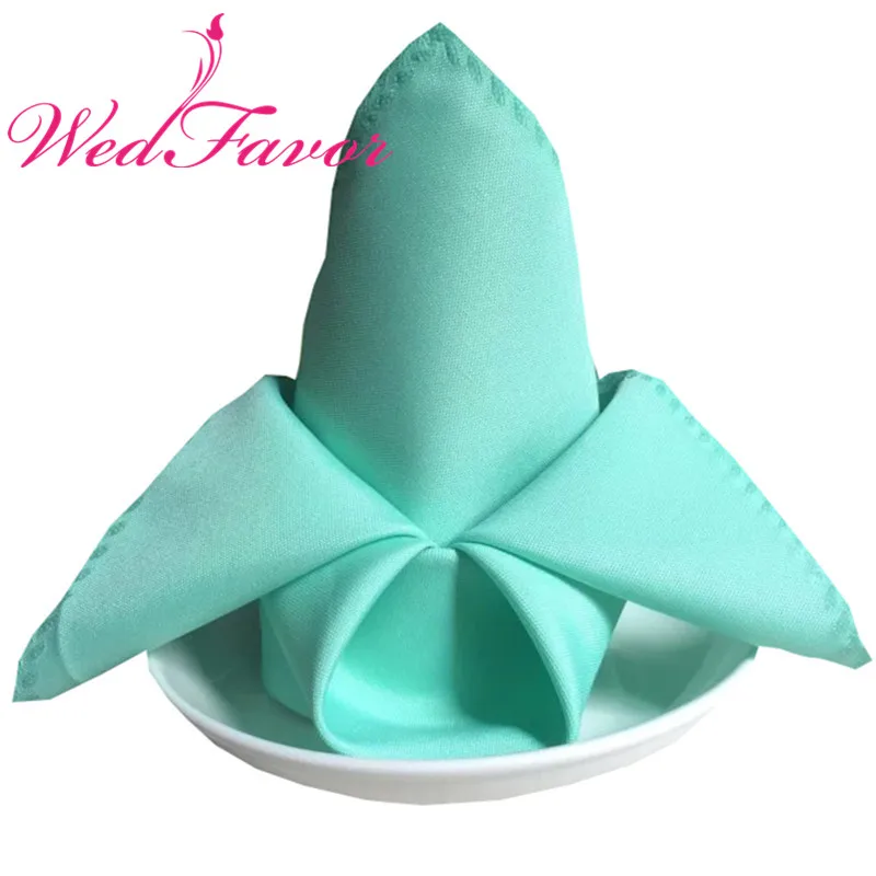 Tiffany Blue WedFavor 50 шт. 45x45 см Visa полиэфирные столовые салфетки для ужина, льняные носовые платки для свадебного праздника в отеле - Цвет: Tiffany Blue