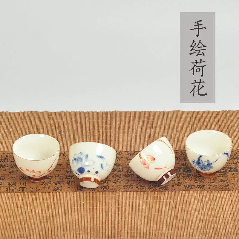 Китайская керамика белая фарфоровая чайная чашка ручная роспись кунг-фу