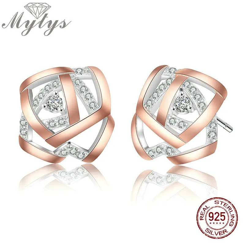 Mytys серьги из стерлингового серебра 925 пробы с розовым золотом Серьги GP 100%