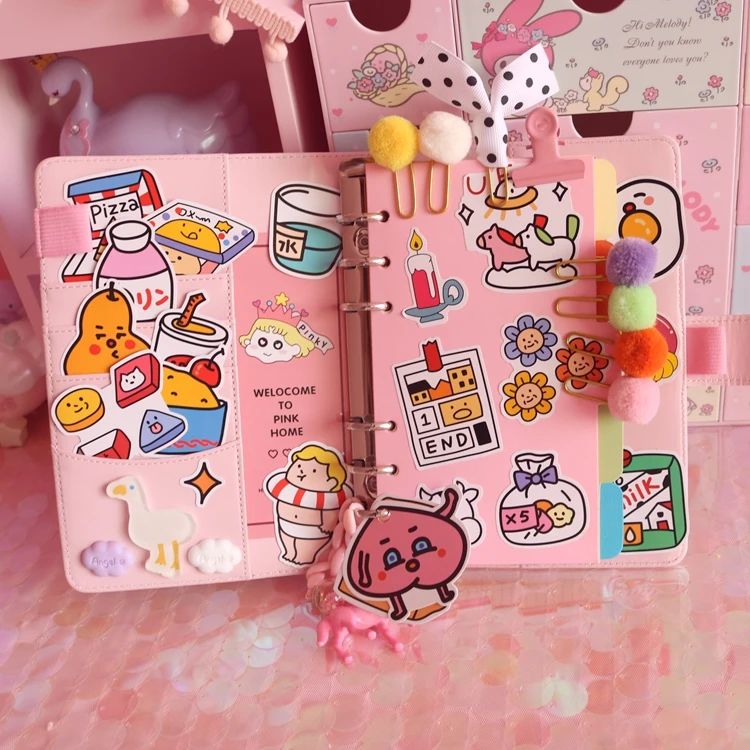 Милый Kawaii A6 записная книжка Макарон кожа Сделай Сам свободный листовой Журнал