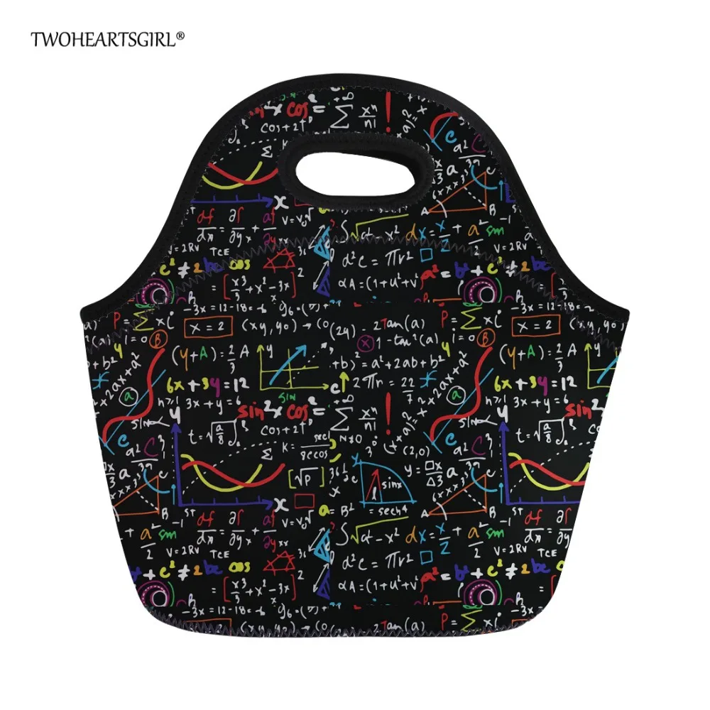 Twoheartsgirl переносная сумка для обеда женский черный Математика формула Сумка тоут