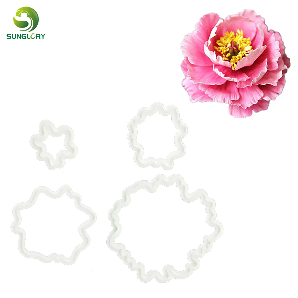 Кухня 4 шт пластик Sugarcraft Пион цветок резак для печенья бисквит Фондант форма торт